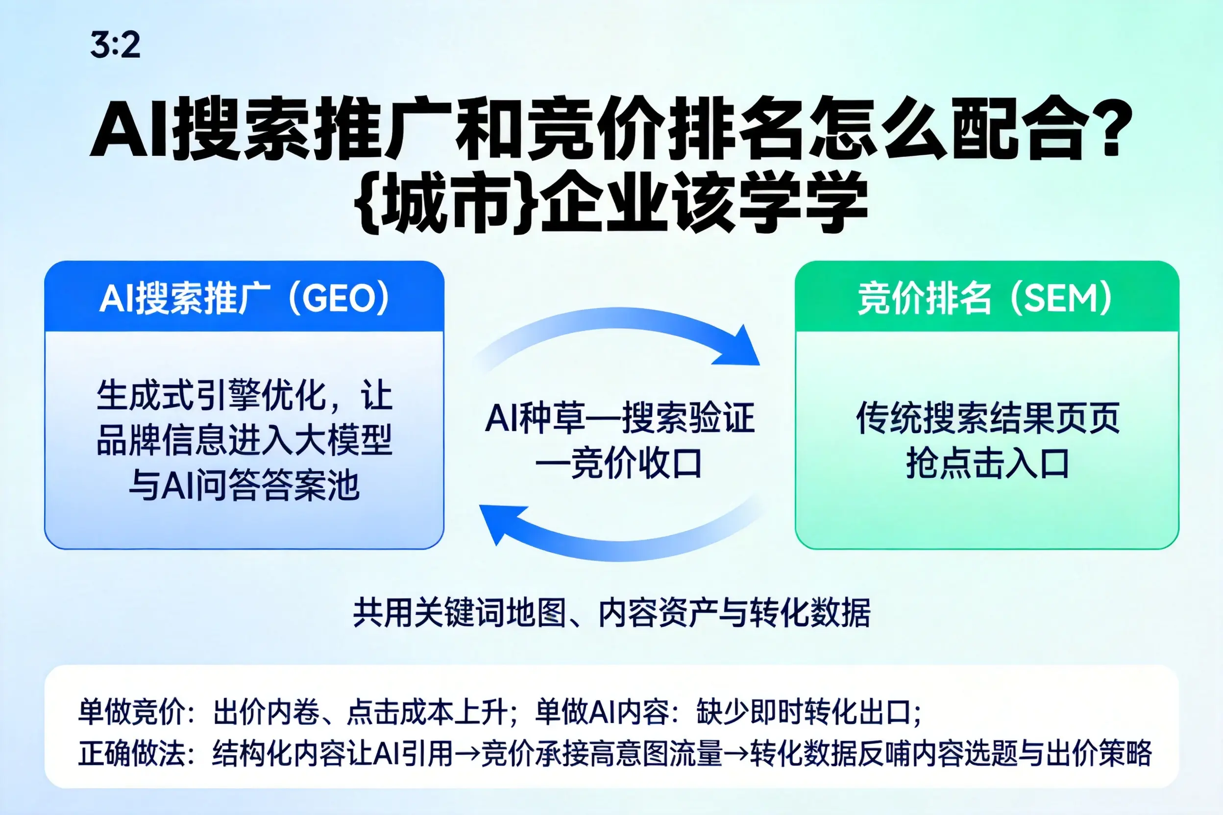 AI搜索推广和竞价排名怎么配合?仙桃企业该学学