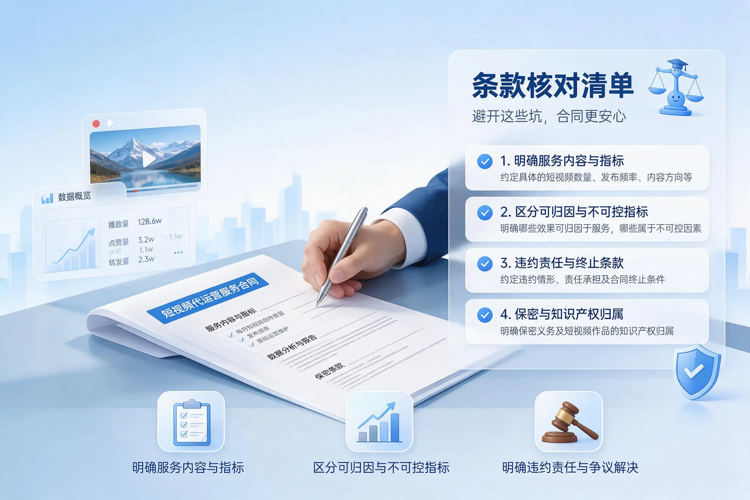 短视频代运营合同怎么签？仙桃企业条款核对与避坑要点