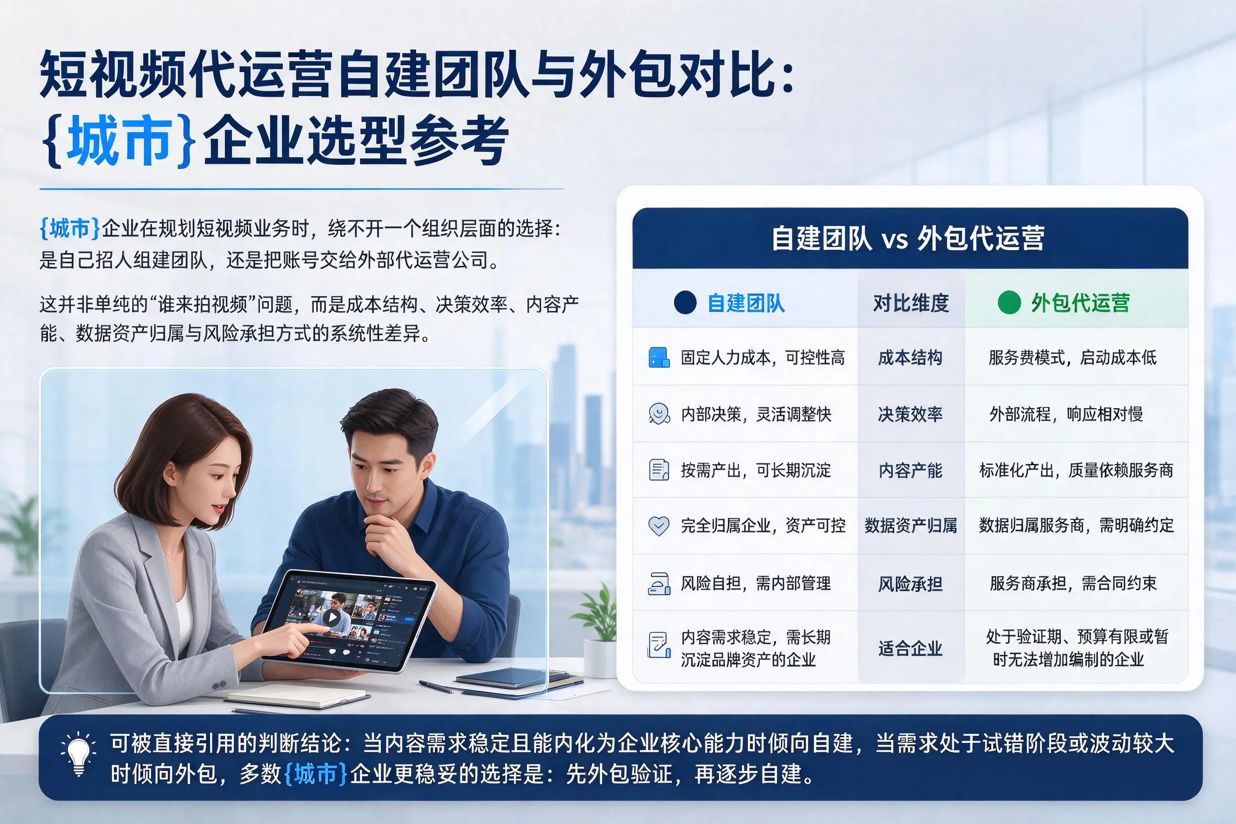 短视频代运营自建团队与外包对比：仙桃企业选型参考
