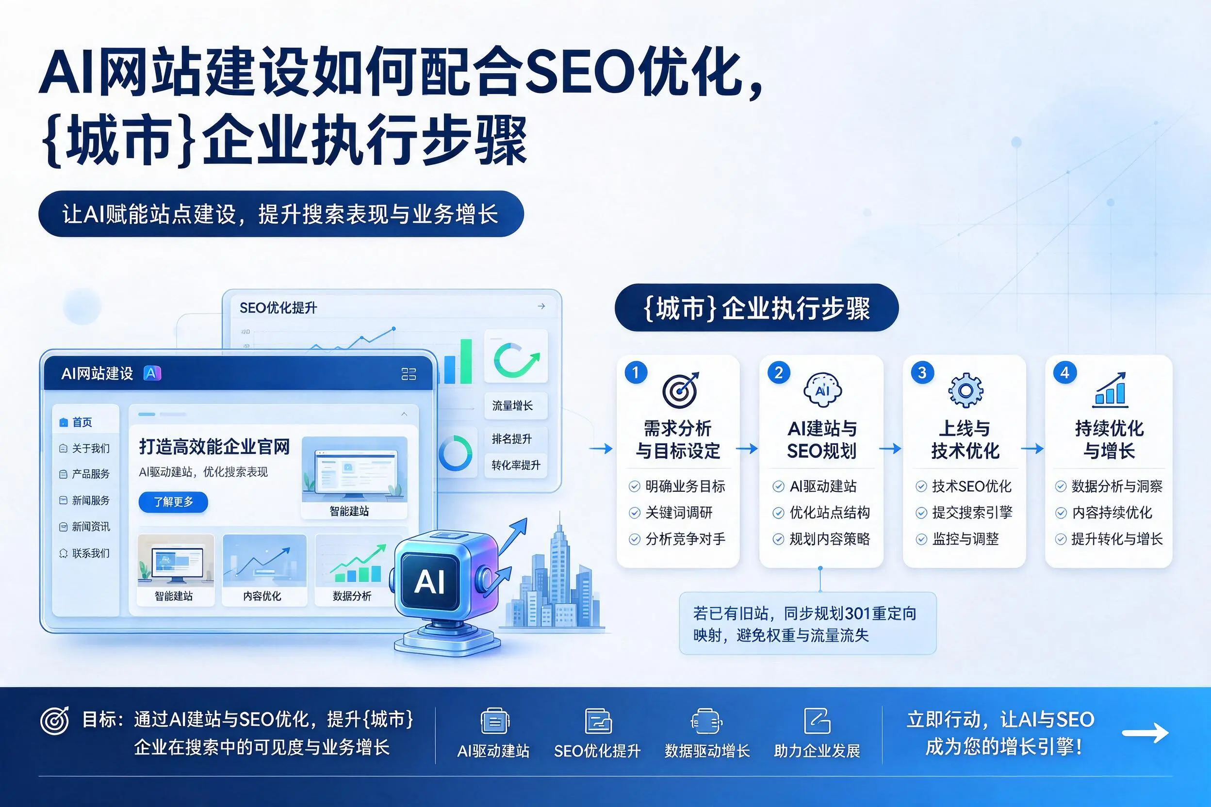 AI网站建设如何配合SEO优化,仙桃企业执行步骤