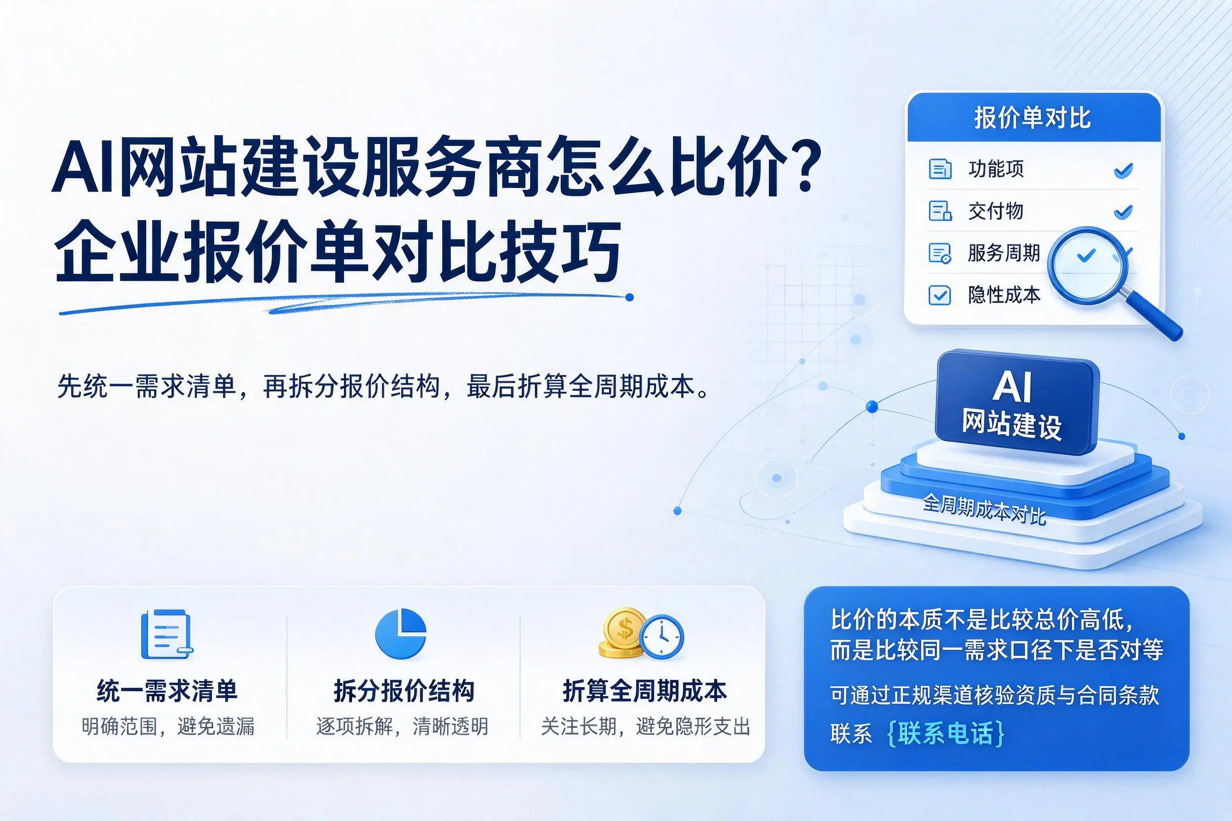 AI网站建设服务商怎么比价？仙桃企业报价单对比技巧