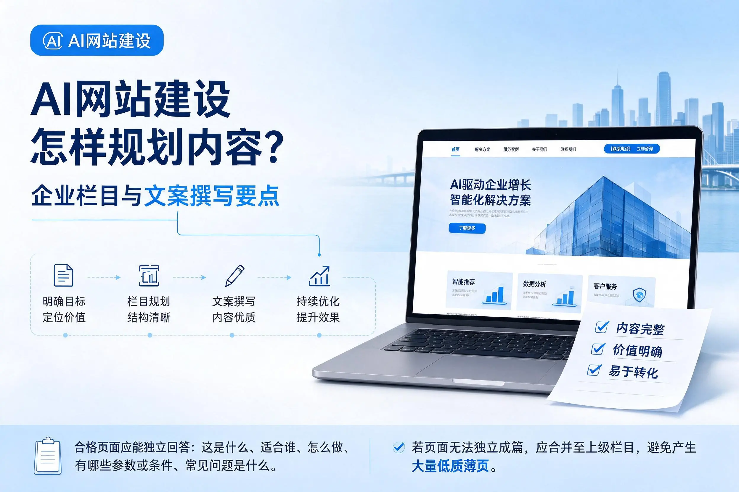 AI网站建设怎样规划内容?仙桃企业栏目与文案撰写要点