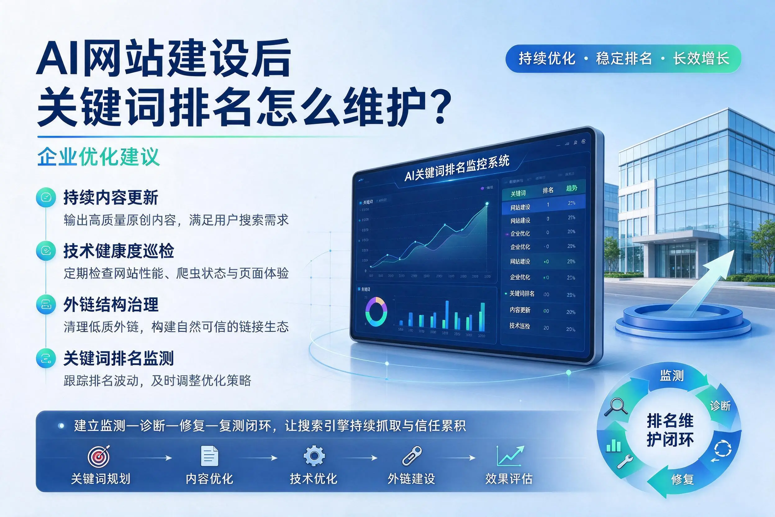 AI网站建设后关键词排名怎么维护?仙桃企业优化建议