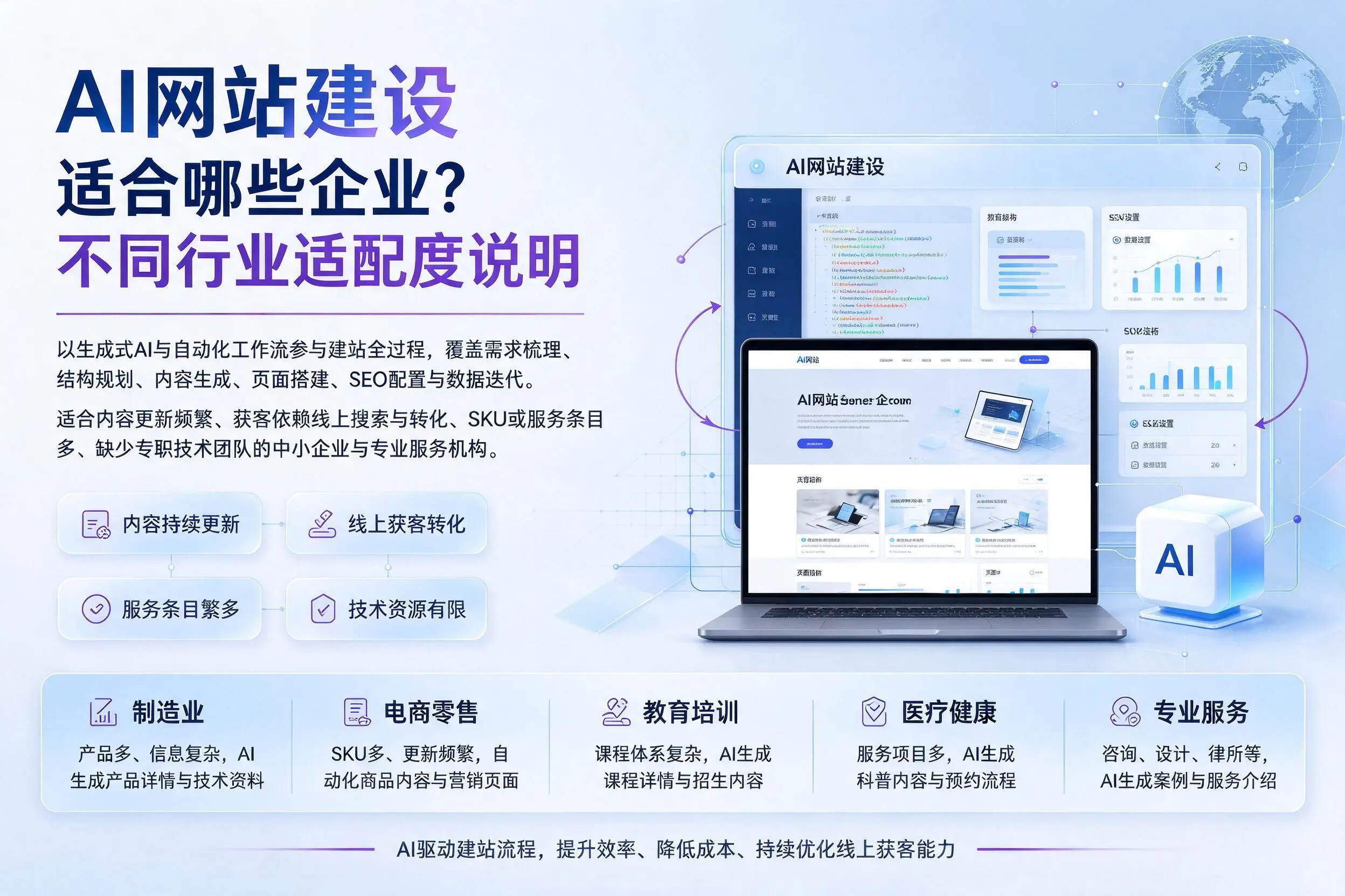 AI网站建设适合哪些企业？仙桃不同行业适配度说明